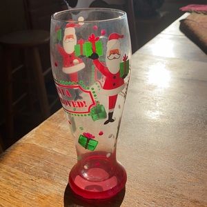 Creative Cocktails Hand painted “Santa Approved” Pilsner Santa design beer glass